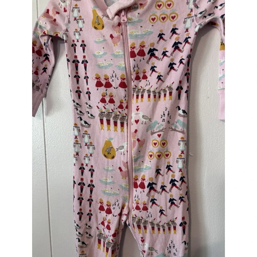 Hanna Andersson 12 Days of Christmas‎ Pajama Zipper Footie 12-18m Organic Pink